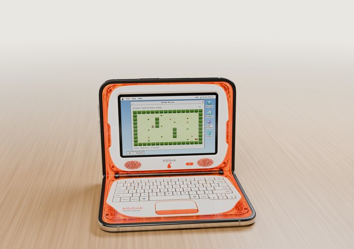 A garden game on the iBook G3-style clamshell